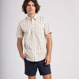 New RSQ Off-White / Brown Floral Pattern Men’s Size XXL Button Up Shirt Tilly’s